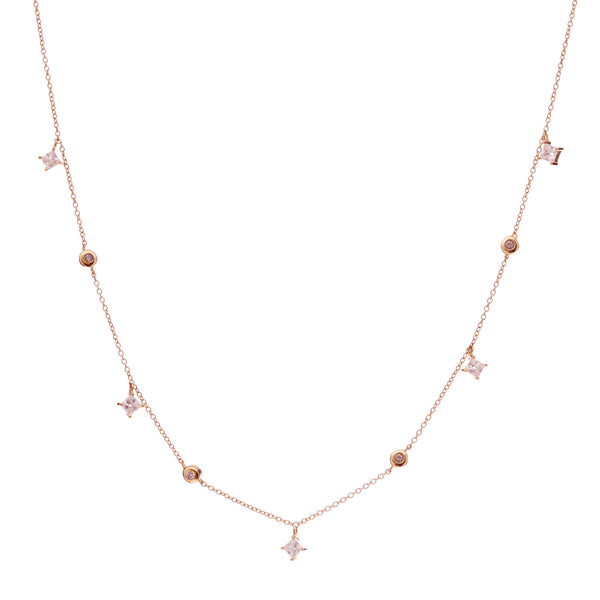 Trilliant Bezel Rose Gold Necklace