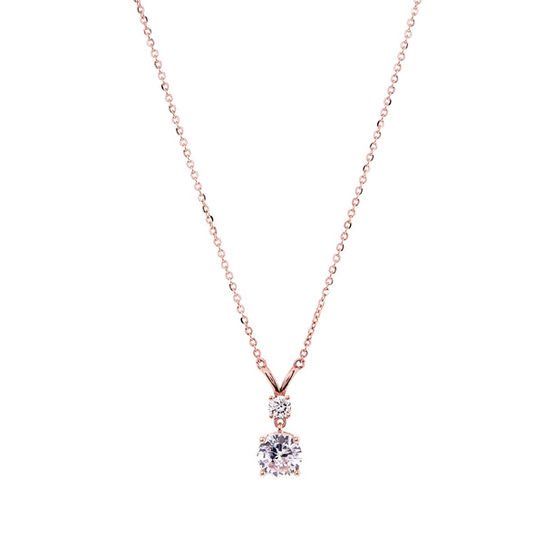 Janie Round Brilliant Rose Gold Drop Pendant