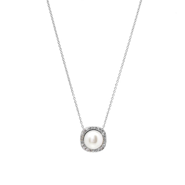 Maya Silver Square Set & Pearl Pendant