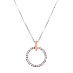 Elenore Rose Gold Round Pendant on Fine Silver Chain