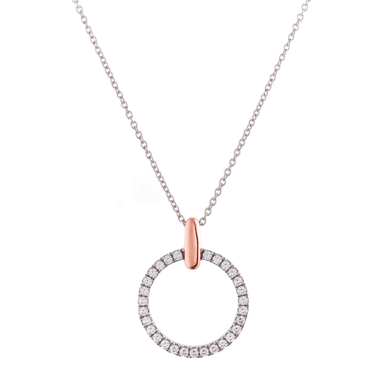 Elenore Rose Gold Round Pendant on Fine Silver Chain