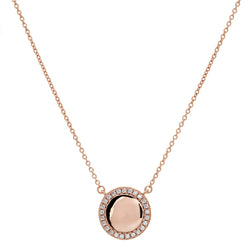 Round Rose Gold Disc Necklace on Fine Chain