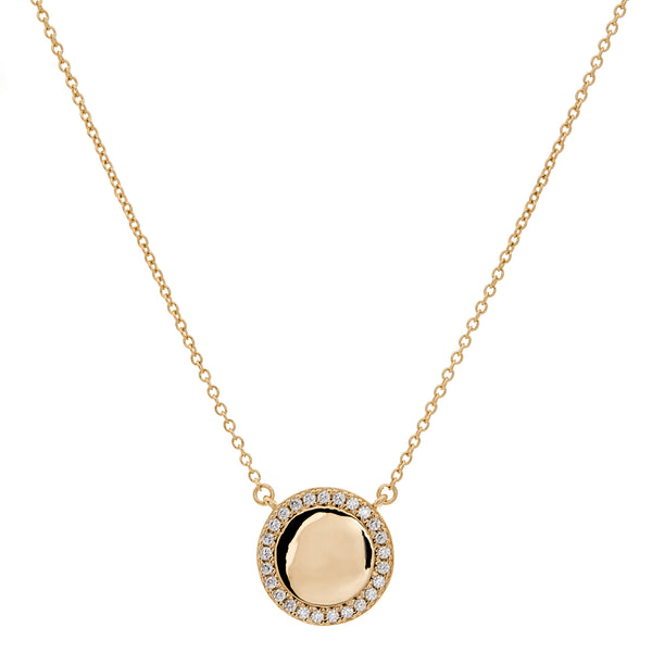 Round Gold Disc Necklace on Fine Chain