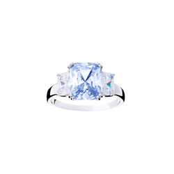 Princess Cut Blue Cubic Zirconia Ring