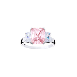 Princess Cut Pink Cubic Zirconia Ring