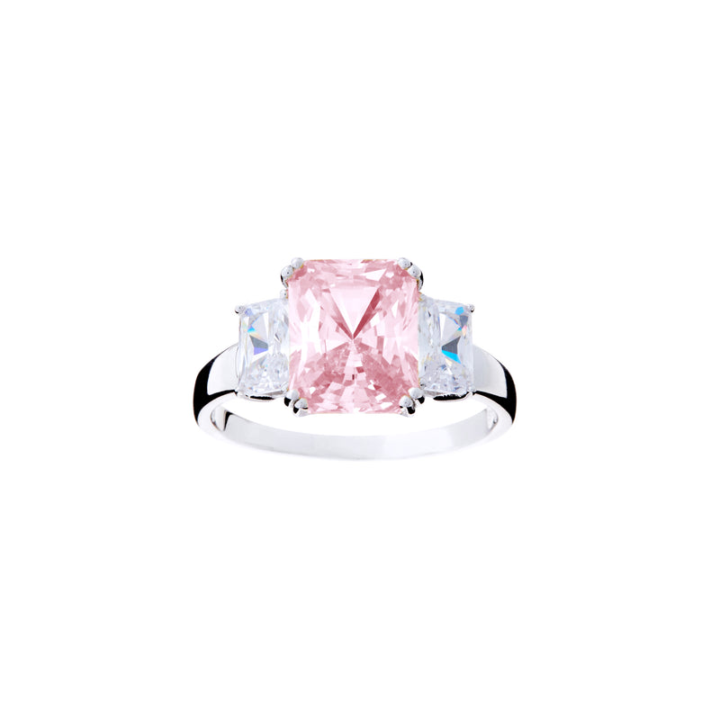 Princess Cut Pink Cubic Zirconia Ring