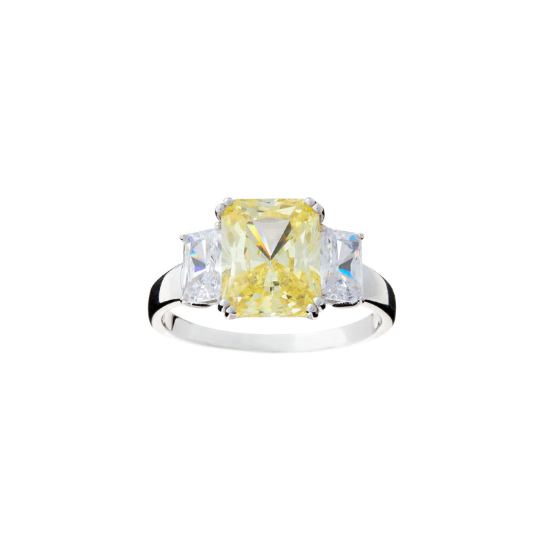 Princess Cut Yellow Cubic Zirconia Ring