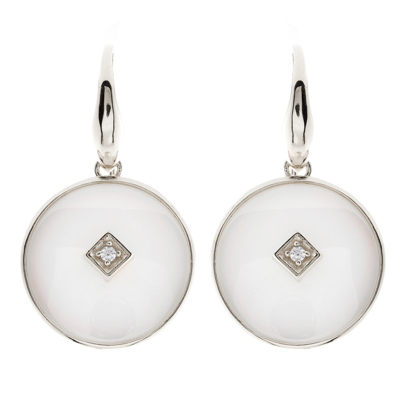 Poppy Silver & White Earrings