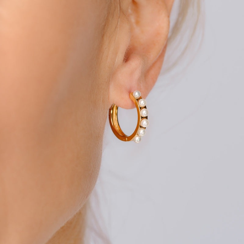 Blake Gold Pearl Hoops