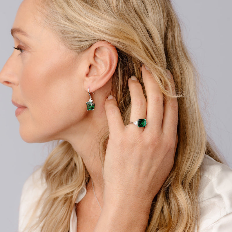 Lottie Green Square Hook Earrings