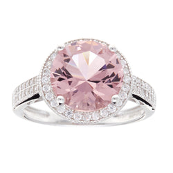 Valentine Pink Cubic Zirconia Silver Ring