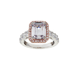 Araminta Pink Cubic Zirconia Two-Tone Ring