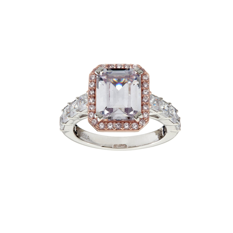 Araminta Pink Cubic Zirconia Two-Tone Ring