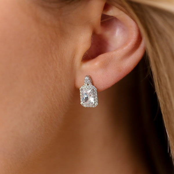 Estelle Rectangle Rhodium Studs