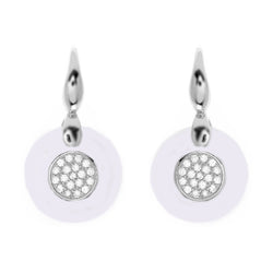 White & Sterling Silver Ceramic Hook Earrings