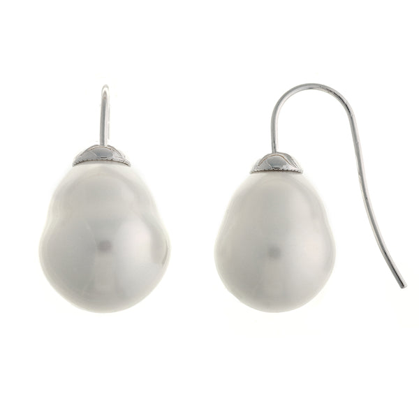 Callie Large Baroque White Pearl Hook Earrings