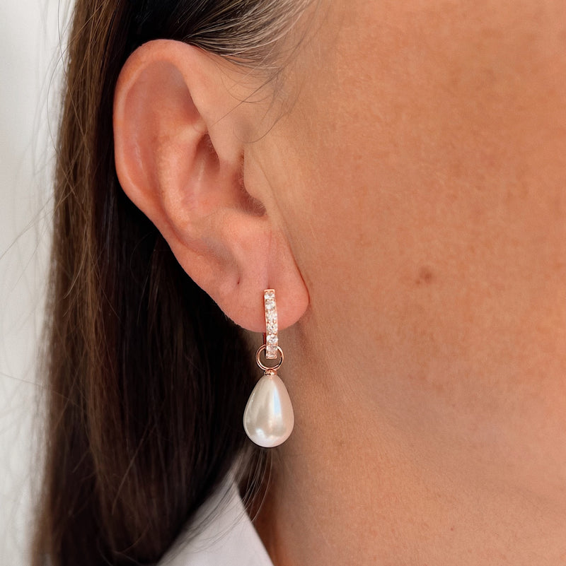 Bindi Baroque Pearl Rose Gold Hoop Earrings