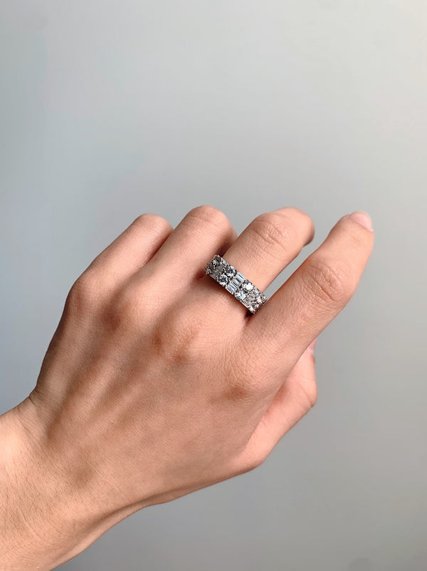Amore Double Row Silver Ring