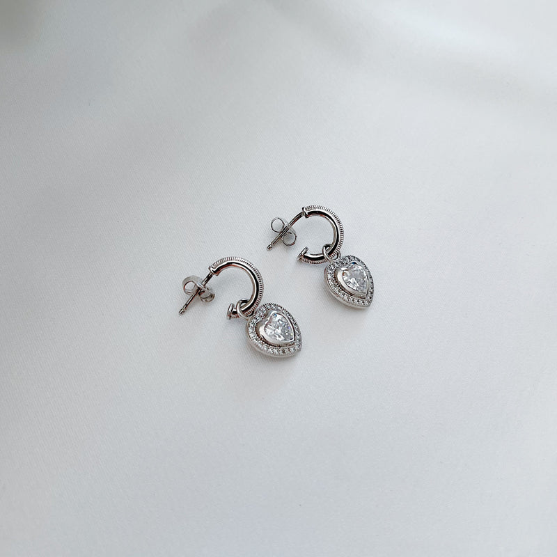 Micro Pavé Heart Hoop Earrings