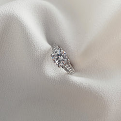 Round Cubic Zirconia Silver Dress Ring