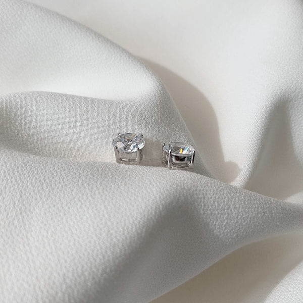 Large 10mm Claw-Set Round Cubic Zirconia Stud Earrings