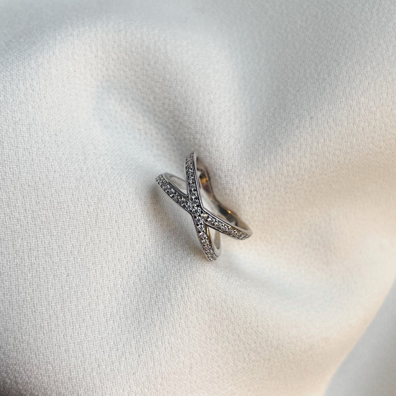 Clear Cubic Zirconia Cross Over Ring
