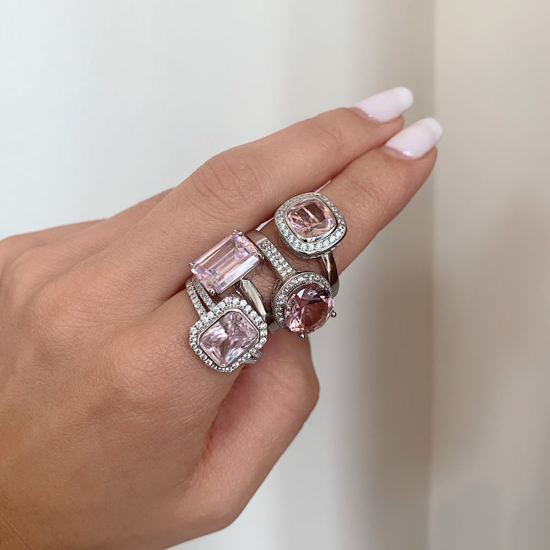 Valentine Pink Cubic Zirconia Silver Ring