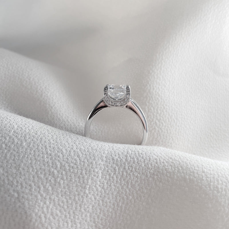 Round Cubic Zirconia Silver Dress Ring