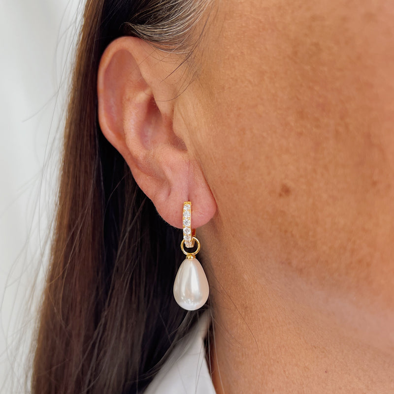 Bindi Baroque Pearl Gold Hoop Earrings