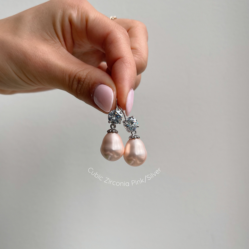 Pearl earrings with cubic zirconia deals