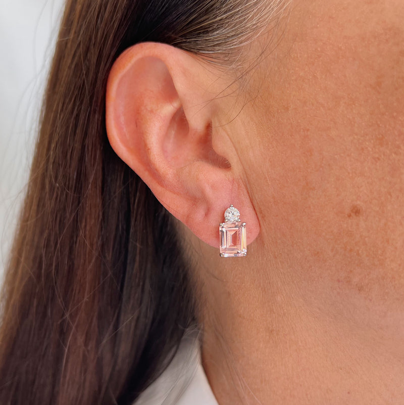 Paris Pink Baguette Stud Earrings