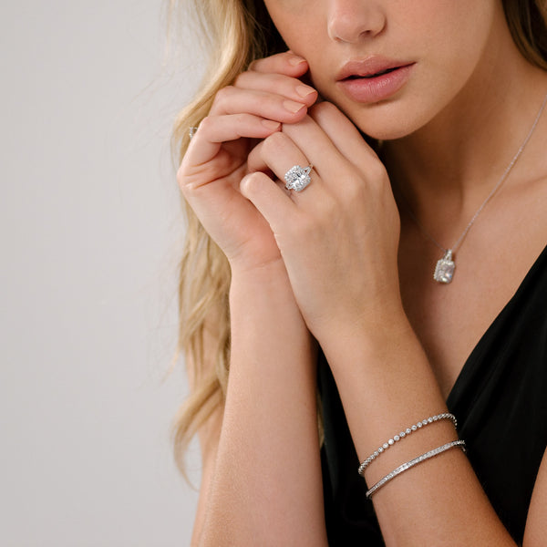 Estelle Rectangle Rhodium Dress Ring