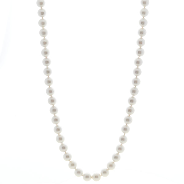Classic Round White 10mm Pearl Necklace - Long 90cm